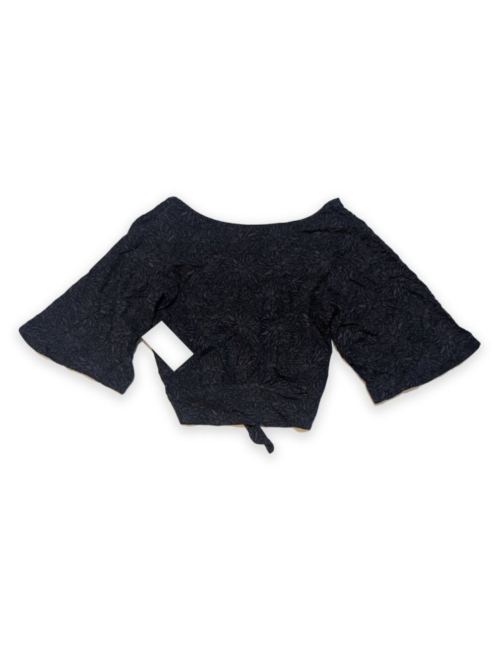 NWT New Hurley Black Tie Bubble Sleeve Crop Top Boho Beach Women's Size Medium